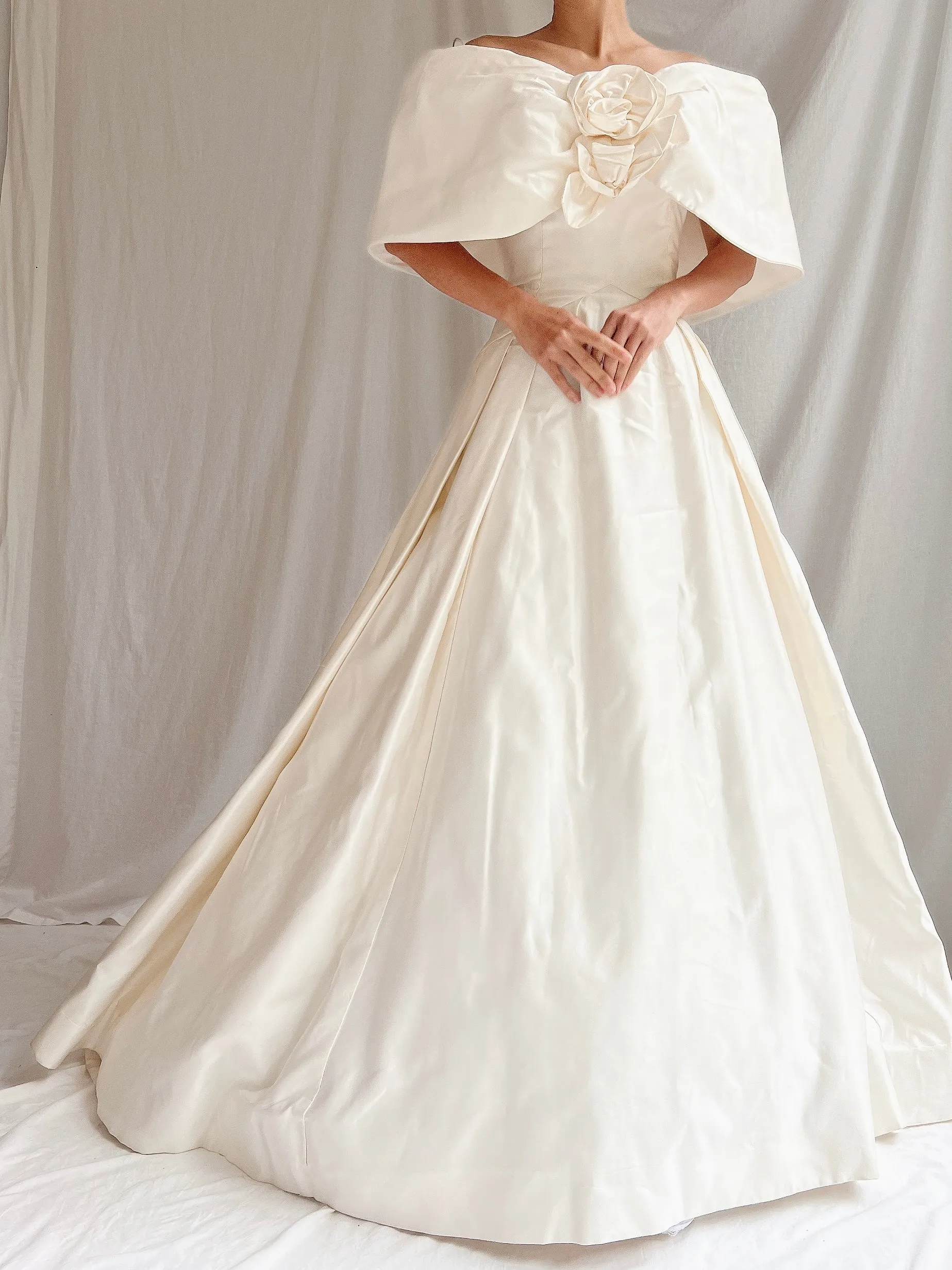 RESERVED Vintage Silk Scaasi Off-the-Shoulder Gown - M/8