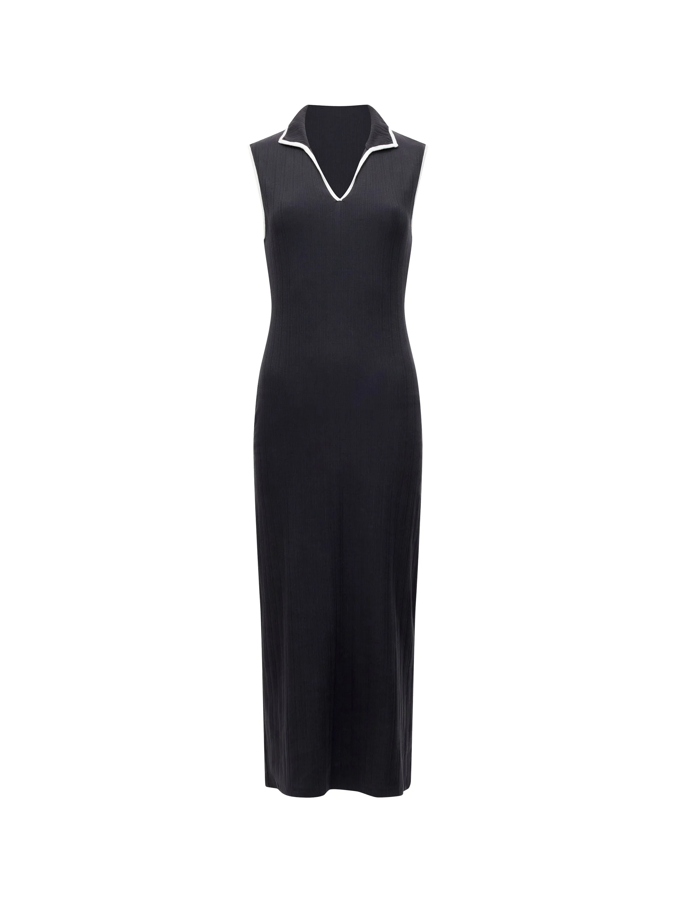 Sasia Rib Binding Collared Midi Dress