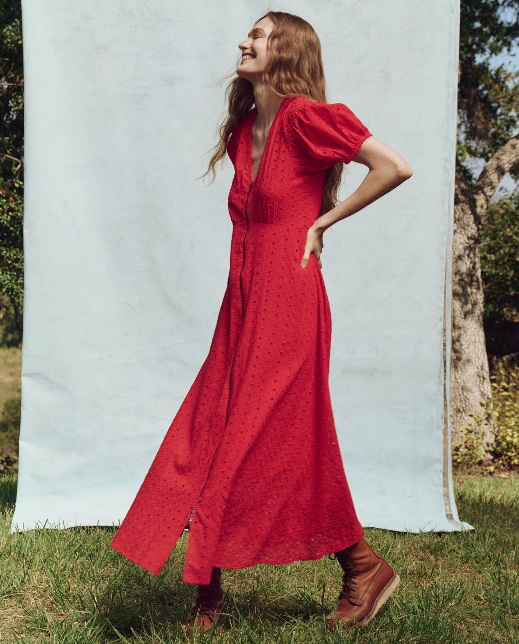 The Veranda Dress. -- Red Rose