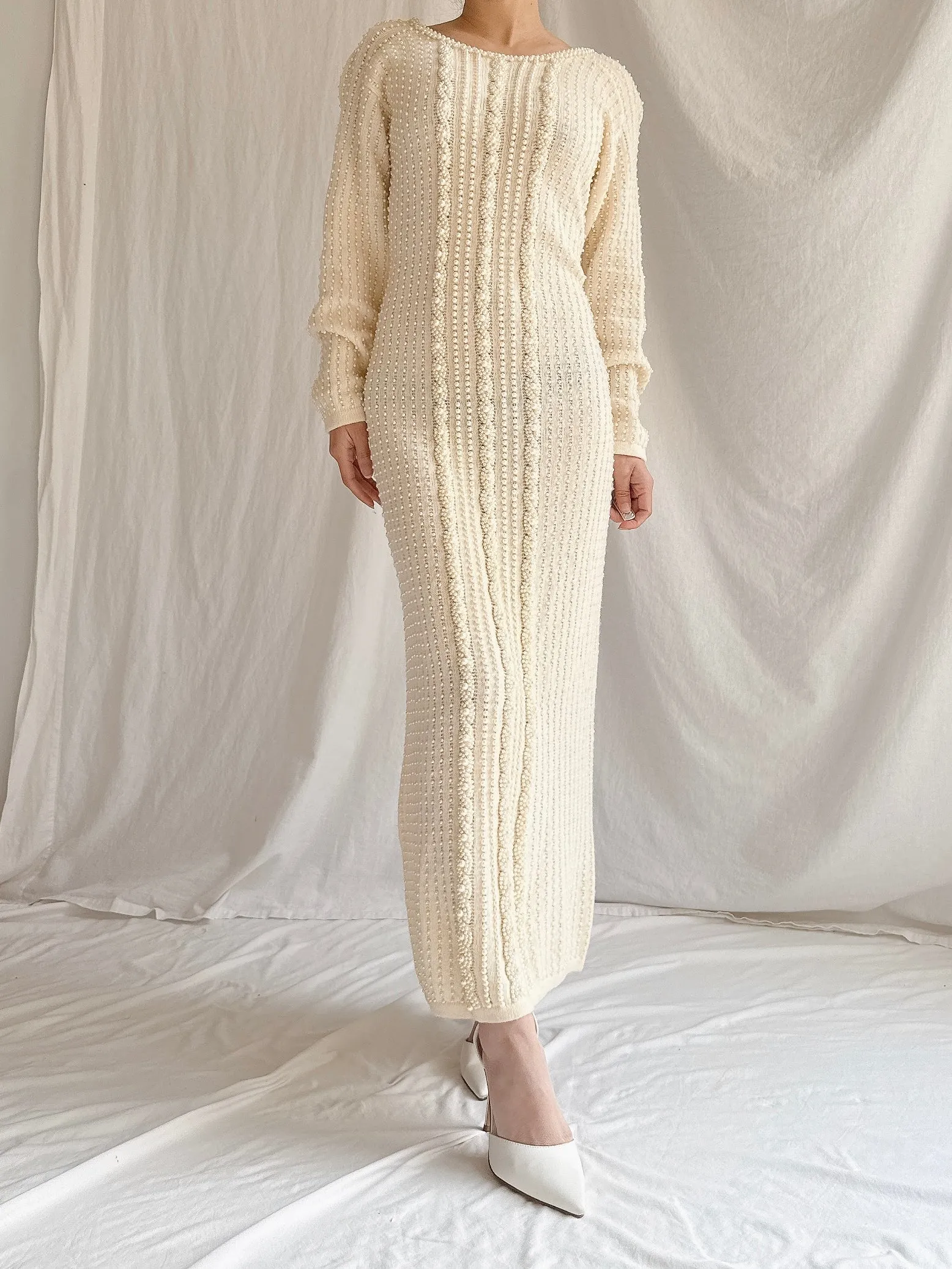 Vintage Nancy Johnson Pearl Knit Dress - S