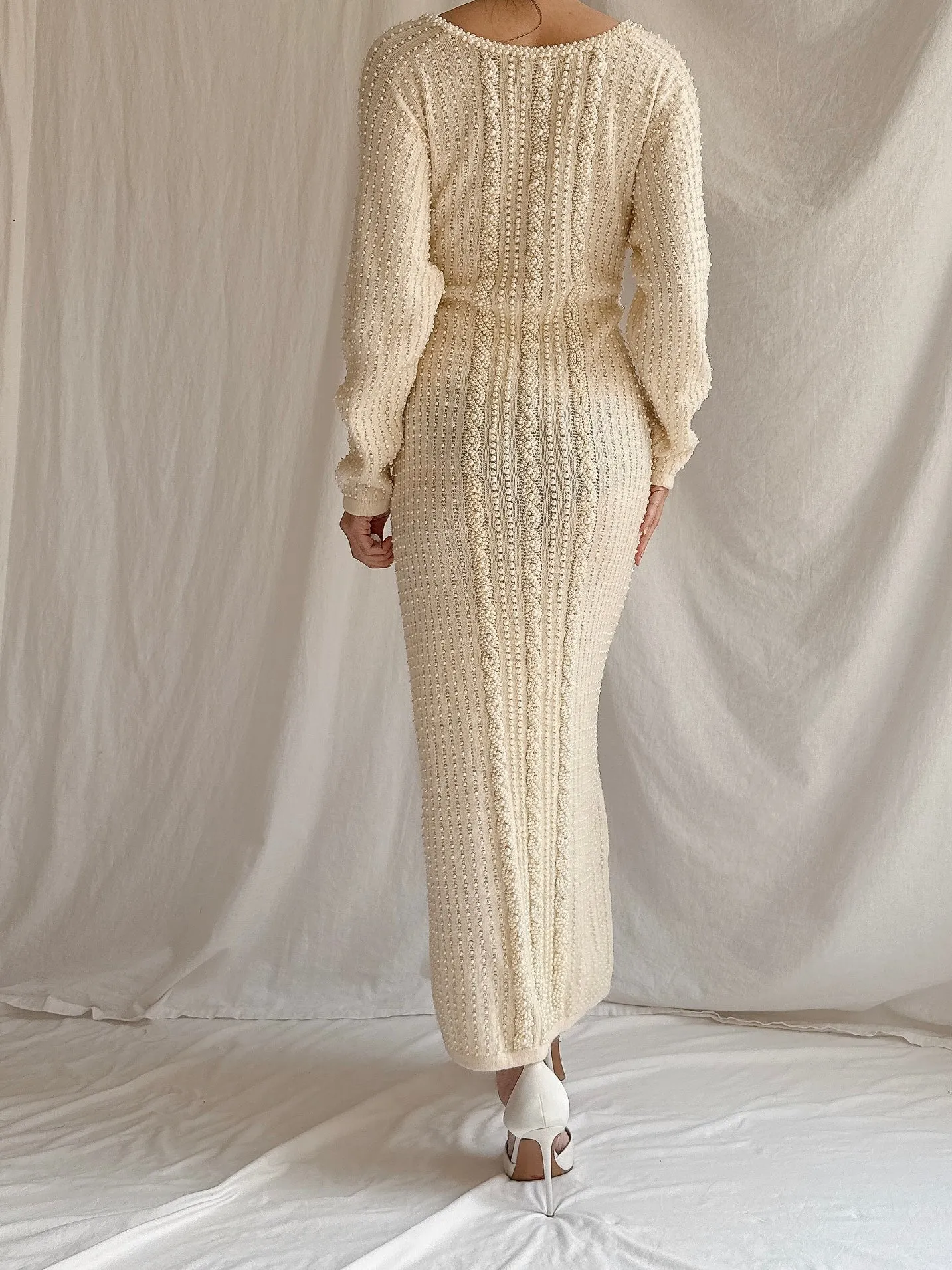 Vintage Nancy Johnson Pearl Knit Dress - S