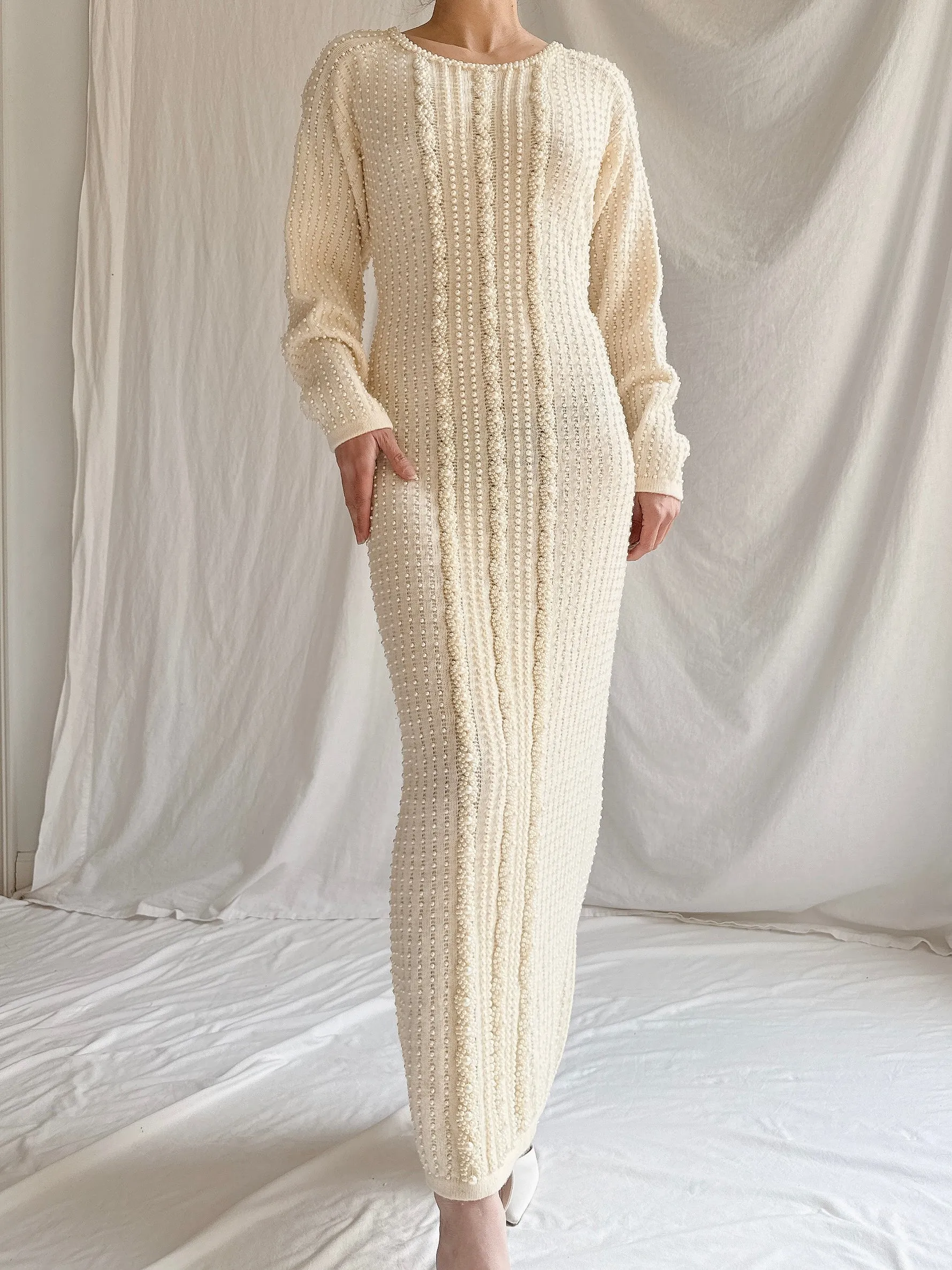 Vintage Nancy Johnson Pearl Knit Dress - S