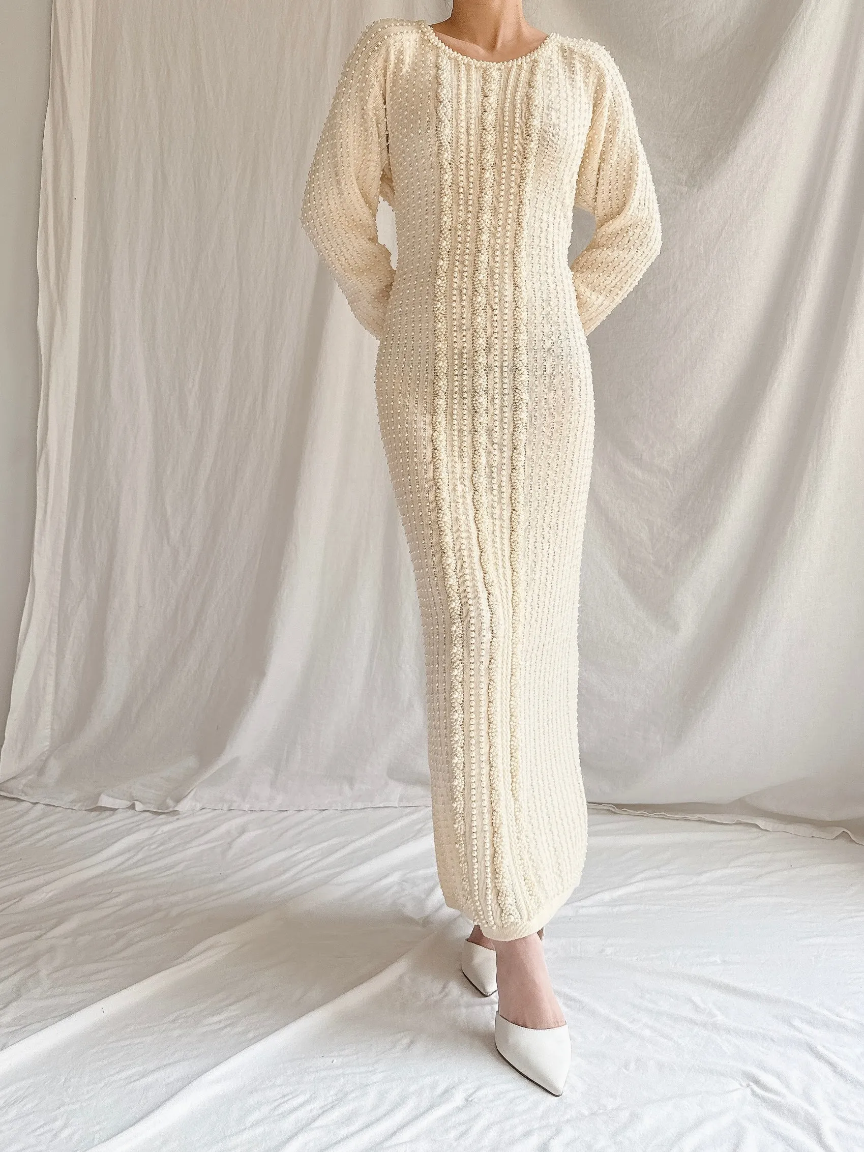 Vintage Nancy Johnson Pearl Knit Dress - S