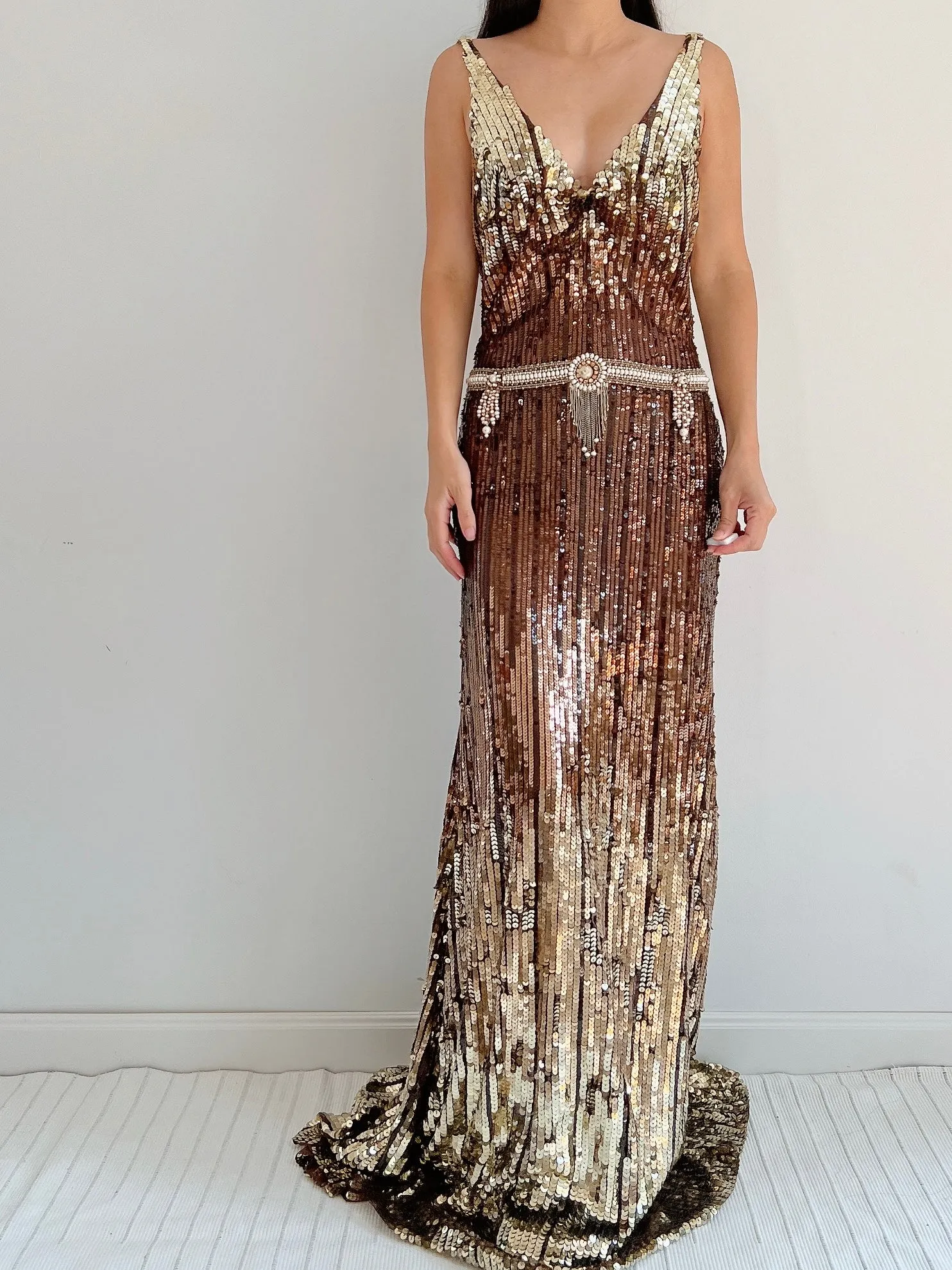 Vintage Reem Acra Sequins Ombre Gown - M