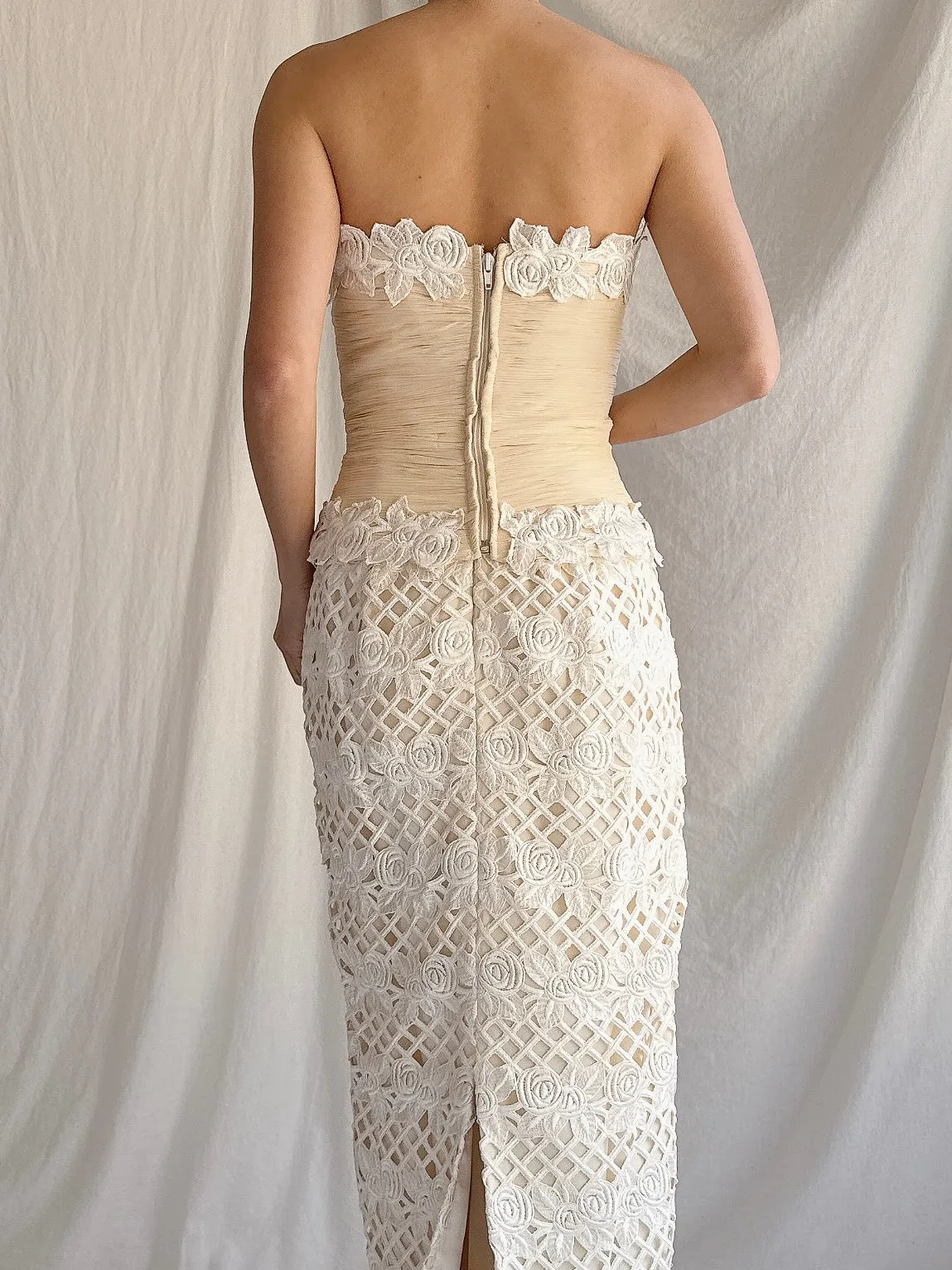 Vintage Silk Cutout Column Gown - XS/S