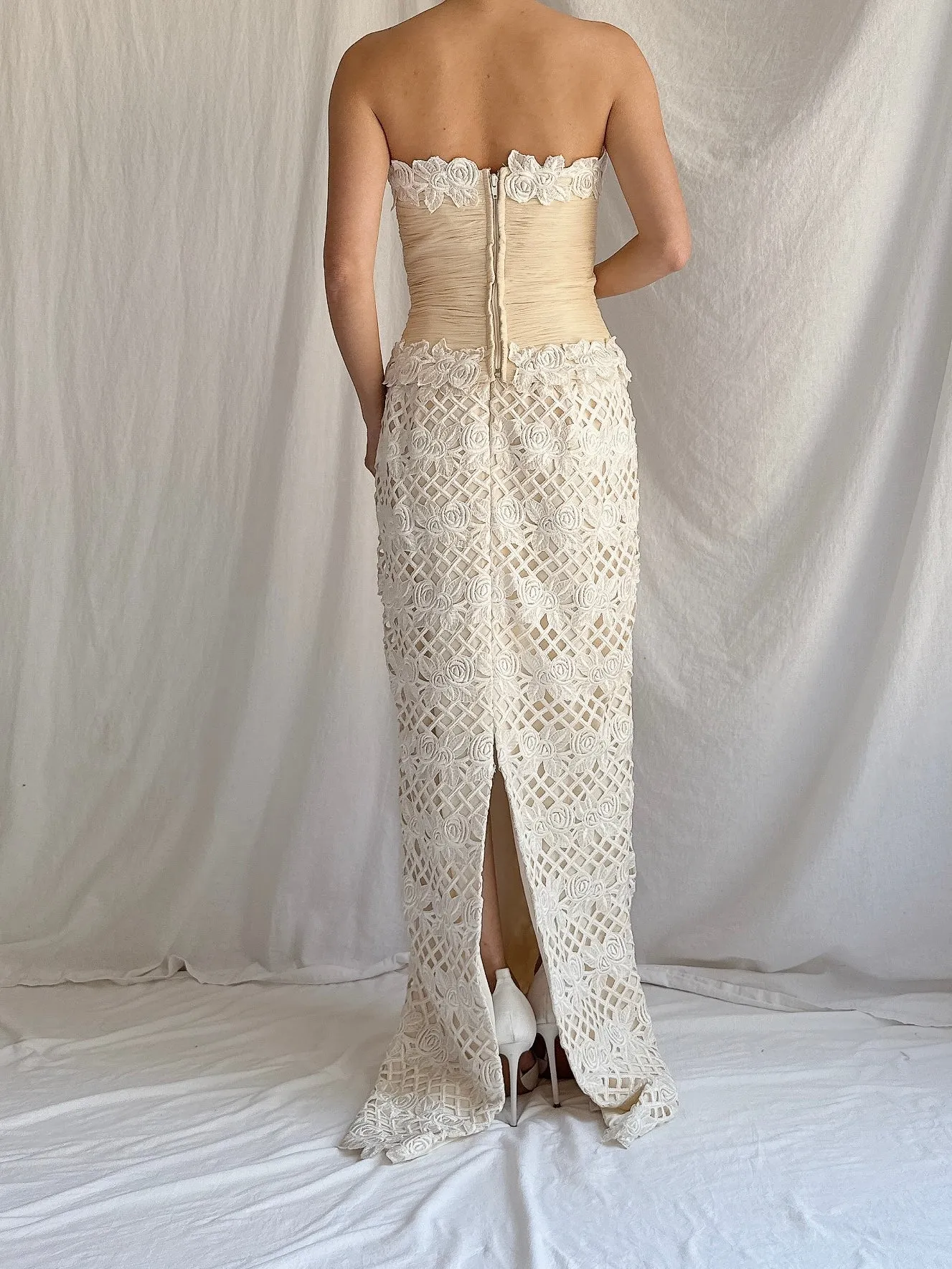 Vintage Silk Cutout Column Gown - XS/S