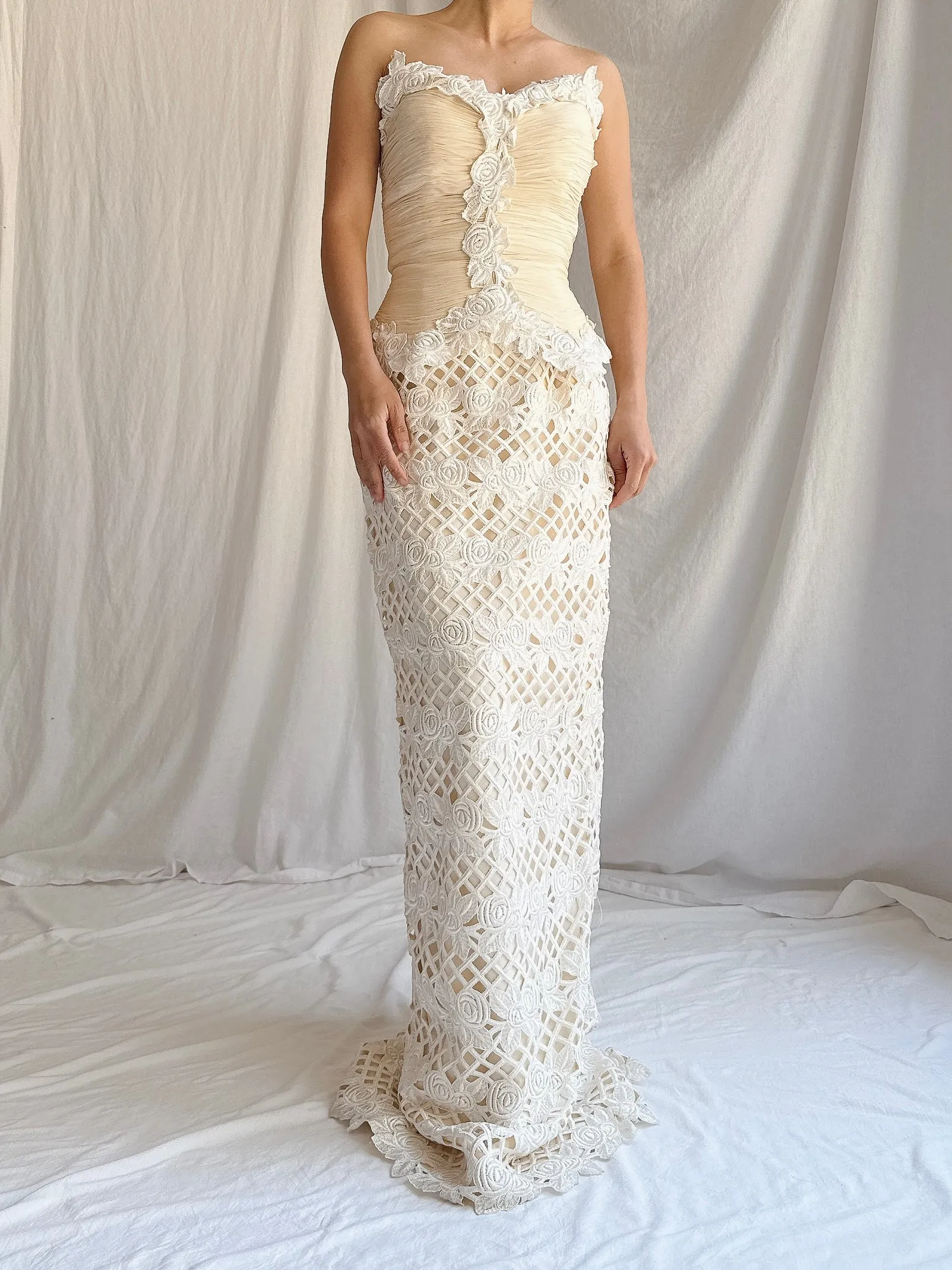 Vintage Silk Cutout Column Gown - XS/S