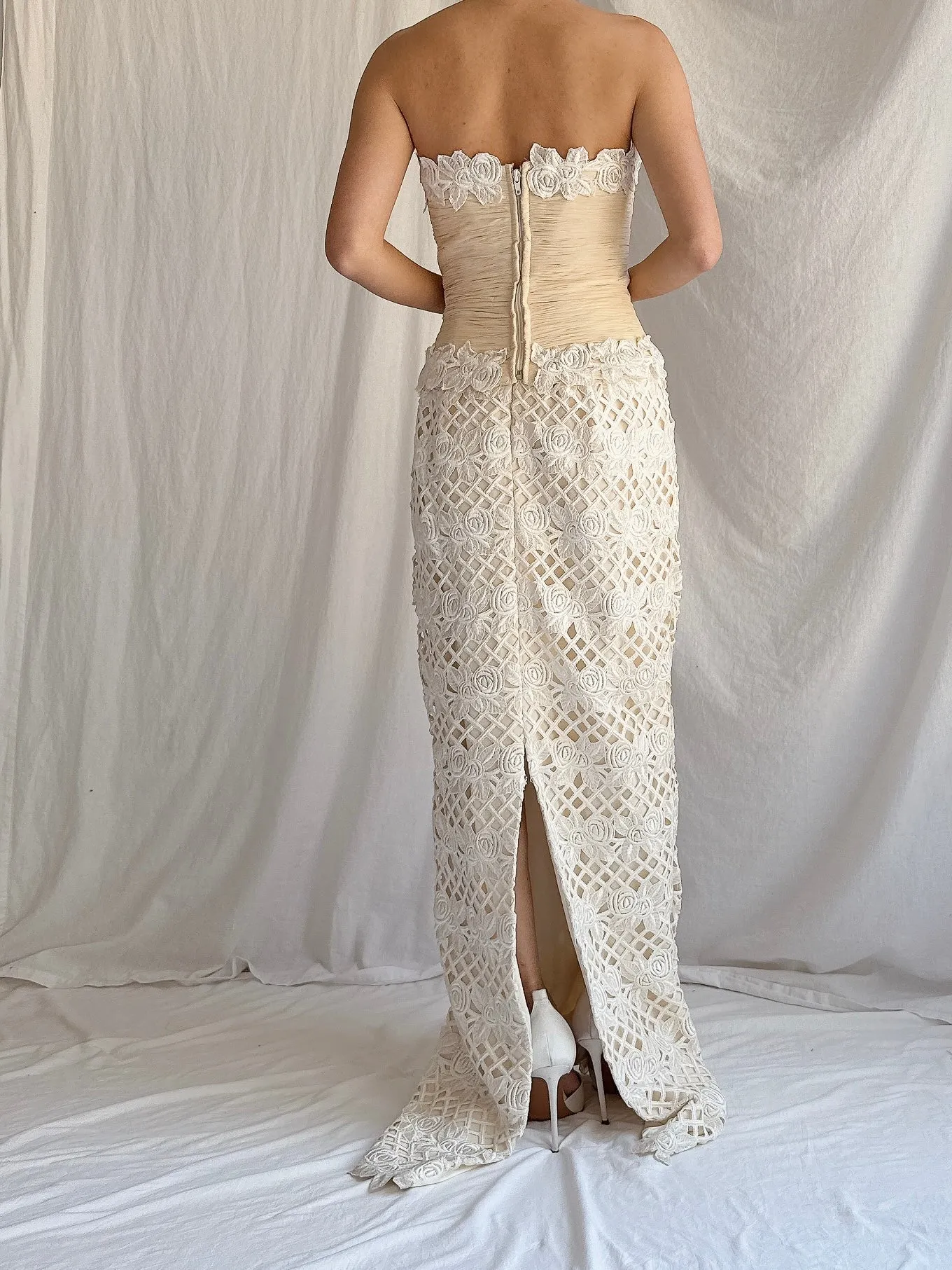 Vintage Silk Cutout Column Gown - XS/S