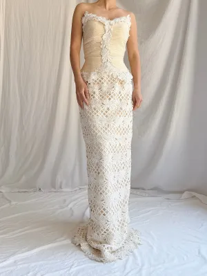 Vintage Silk Cutout Column Gown - XS/S