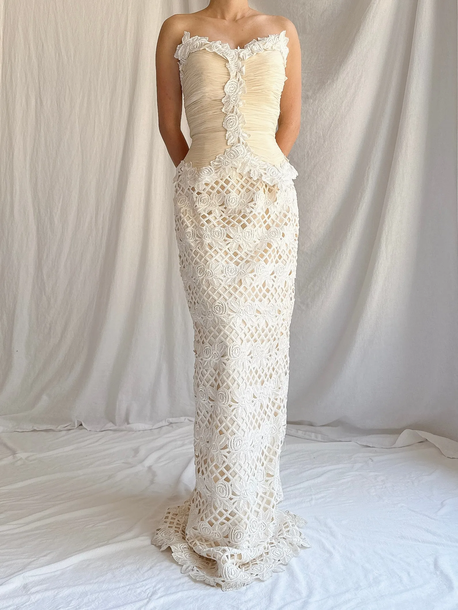Vintage Silk Cutout Column Gown - XS/S