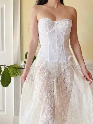 Vintage White Strapless Bustier - 34B/32C