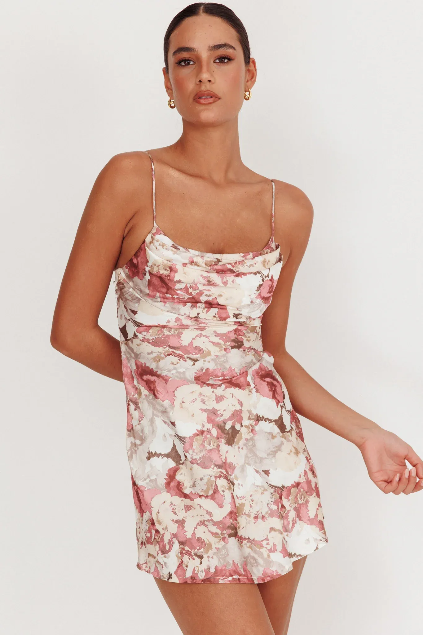 Well Versed Pleated Mini Dress Rose