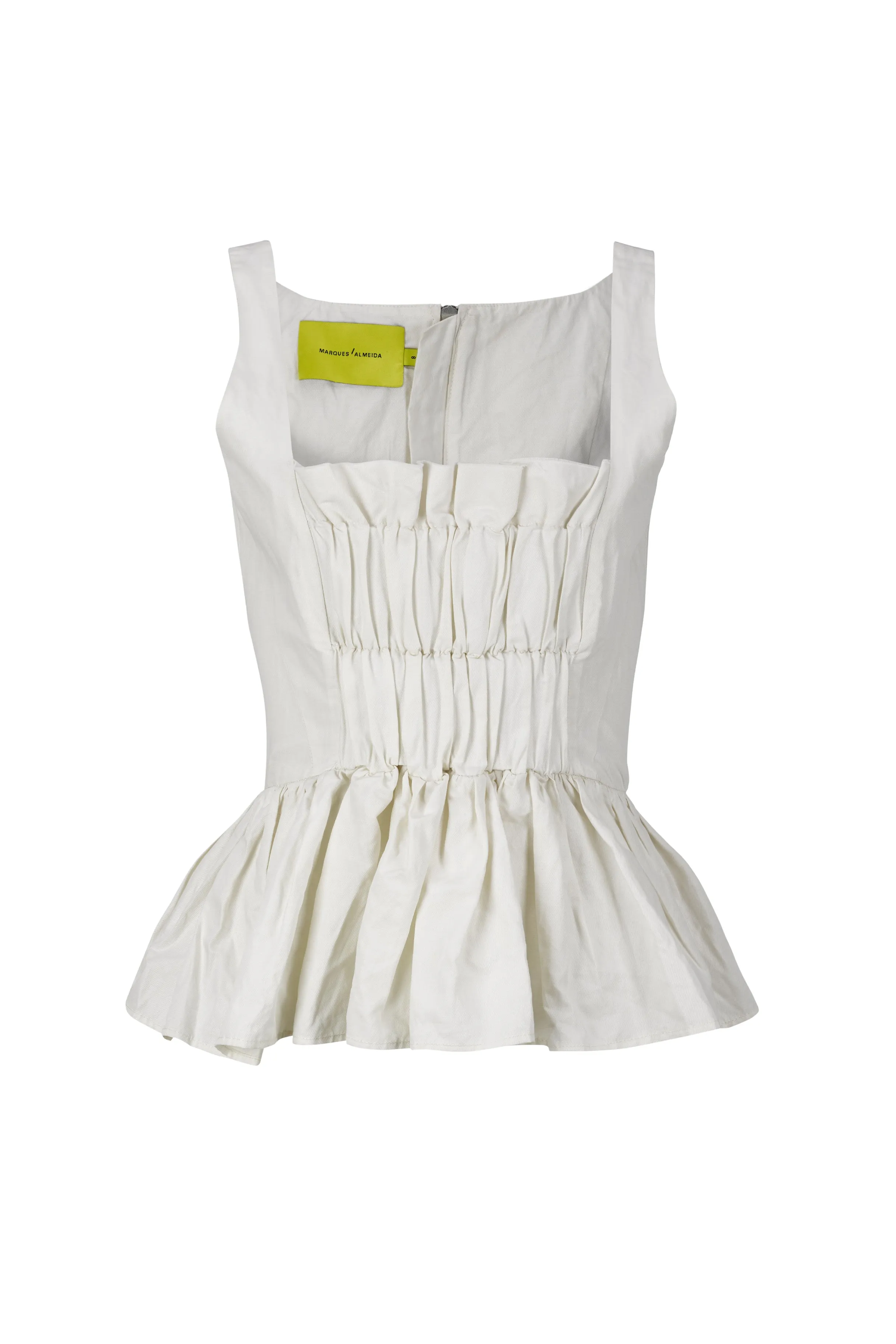 WHITE WRINKLED COTTON GATHERED TOP